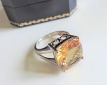Sterling Silver 16ct Yellow Citrine Ring New with Gift Box