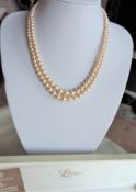 Vintage Lotus Pearls 18 inch Double Strand Necklace