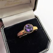 Gold on Sterling Silver 1.8 ct Amethyst Ring New with Gift Pouch