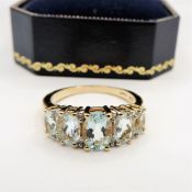 Gold on Sterling Silver 2ct Aquamarine Ring New with Gift Box