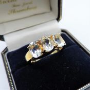Gold on Sterling Silver 3ct White Sapphire Ring New with Gift Box