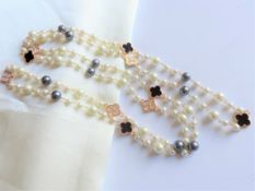 Pearl & Crystal Necklace 60 Inches Long