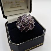 Sterling Silver Gemstone Cluster Ring New with Gift Pouch
