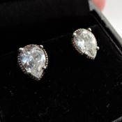 Sterling Silver 3ct Gemstone Stud Earrings New with Gift Pouch