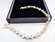 Sterling Silver 15ct White Topaz Bracelet New with Gift Box