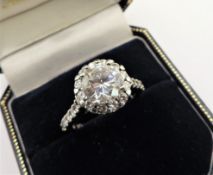 Platinum Silver 2.5ct Moissanite Ring  New with Gift Box
