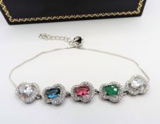 Sterling Silver Multi Gemstone Bracelet New with Gift Box