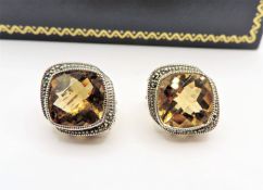 Sterling Silver 12ct Citrine Earrings New with Gift Box