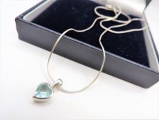 Sterling Silver Topaz Pendant Necklace with Gift Pouch