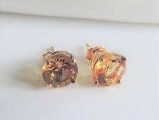 4ct Citrine Gold on Sterling Silver Stud Earrings New with Gift Pouch