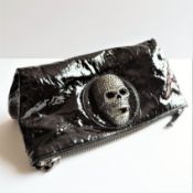 Thomas Wylde Patent Leather Folding Skull Clutch Bag