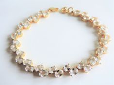 Gold on Sterling Silver 21ct White Sapphire Bracelet New with Gift Box