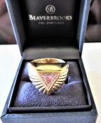 Gents Yellow Gold Sterling Silver Signet Ring 9.7 grams