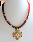 Vintage Garnet Bead Pendant Necklace