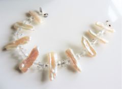 Cultured Pearl & Crystal Bracelet New with Gift Pouch