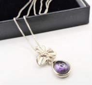 Sterling Silver Amethyst Pendant Necklace with Gift Pouch