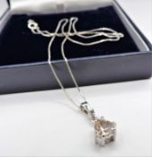 Sterling Silver Peach Gemstone Necklace with Gift Pouch