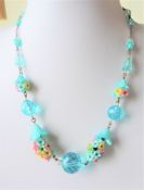Vintage Murano Glass Beads Necklace With Flower Arrangement c.1930's