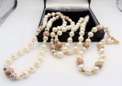 Cultured Pearl Necklace and Bracelet Set