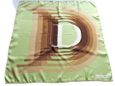 Vintage Christian Dior Silk Scarf Large D Logo