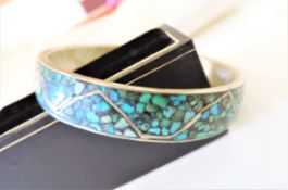 Vintage British India Artisan Turquoise Bangle Circa 1940's