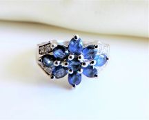 Sterling Silver 2.9ct Sapphire Ring New with Gift Box