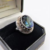 Vintage Artisan Sterling Silver 6ct Bi-colour Sapphire Ring