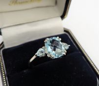 Sterling Silver 3.9ct Blue Topaz Ring New with Gift Box