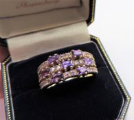 Sterling Silver Amethyst & Topaz Ring New with Gift Pouch