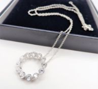 Sterling Silver Open Circle Gemstone Pendant Necklace New with Gift Pouch