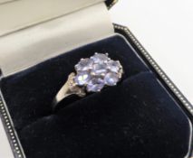 Sterling Silver 1.5ct Tanzanite Cluster Ring New with Gift Pouch