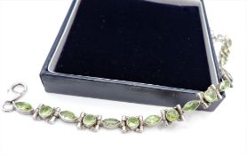 Vintage Art Deco Sterling Silver 8.5ct Peridot Bracelet