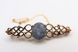 Vintage 9k Gold Fire Opal Brooch