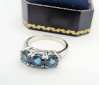 Sterling Silver 1.6ct Sky Blue Topaz Ring New with Gift Box