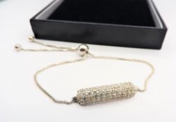 Diamond Bar Bracelet in Sterling Silver New with Gift Box
