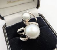 Vintage Artisan Sterling Silver Cultured Pearl Ring