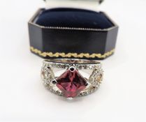 Sterling Silver Red Gemstone Ring New with Gift Pouch