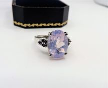 Sterling Silver 4.5 ct Lavender Quartz & Amethyst Ring New with Gift Pouch