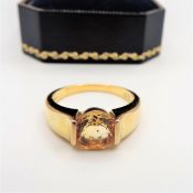 Gold Silver 1.3 ct Citrine Solitaire Ring New with Gift Pouch.