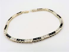 Sterling Silver 4ct Blue and White Sapphire Tennis Bracelet