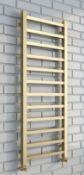 RRP £380. Frontline Mineral Square Mild Steel Brushed Brass Designer Towel Radiator 1200x500mm. A...
