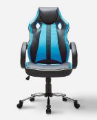 (30/6E) RRP £119. Phoenix Gaming Chair Black/Blue. Dimensions (H.112-121 x W65 x D68cm). (IX113/0...