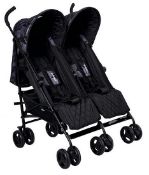 (70/R9) RRP £139. My Babiie Dani Dyer Cherish MB11 Black Geometric Twin Stroller. Dimensions (77...