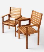 (33/6E) RRP £189. Two Seater Love Bench Acacia Wood. Dimensions (H96xW150xD60). (KJ0476/01).