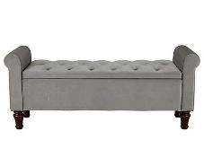 (39/6D) RRP £149. Kingston Velvet Storage Ottoman Charcoal (ZU3428/01). (W1320x D400x H550mm). Bo...