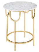 (19/6G) RRP £179. Sophia Marble Side Table Grey/Gold (IX1599/02). Dimensions (H51x W46x D46cm). B...