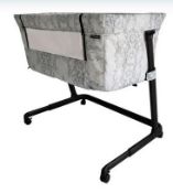 (76/R9) RRP £129. My Babiie Closer Grey Marble Bedside Crib. Dimensions (93 x 56 x 72-90cm).