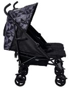 (68/R9) RRP £139. My Babiie Dani Dyer Cherish MB11 Black Geometric Twin Stroller. Dimensions (77...