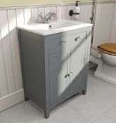 Camberley 600 Satin Grey Vanity Unit. MF6101GR3. 242085. Appears Unused.