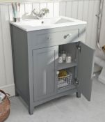 Camberley 600 Satin Grey Vanity Unit. MF6101GR3. 242085. Appears Unused.